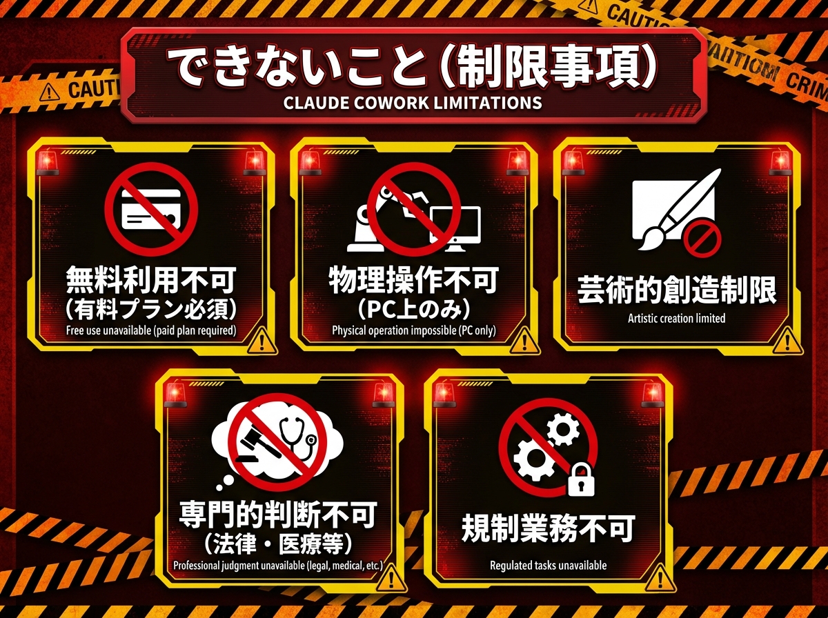 3. Claude Coworkで「できないこと」完全リスト