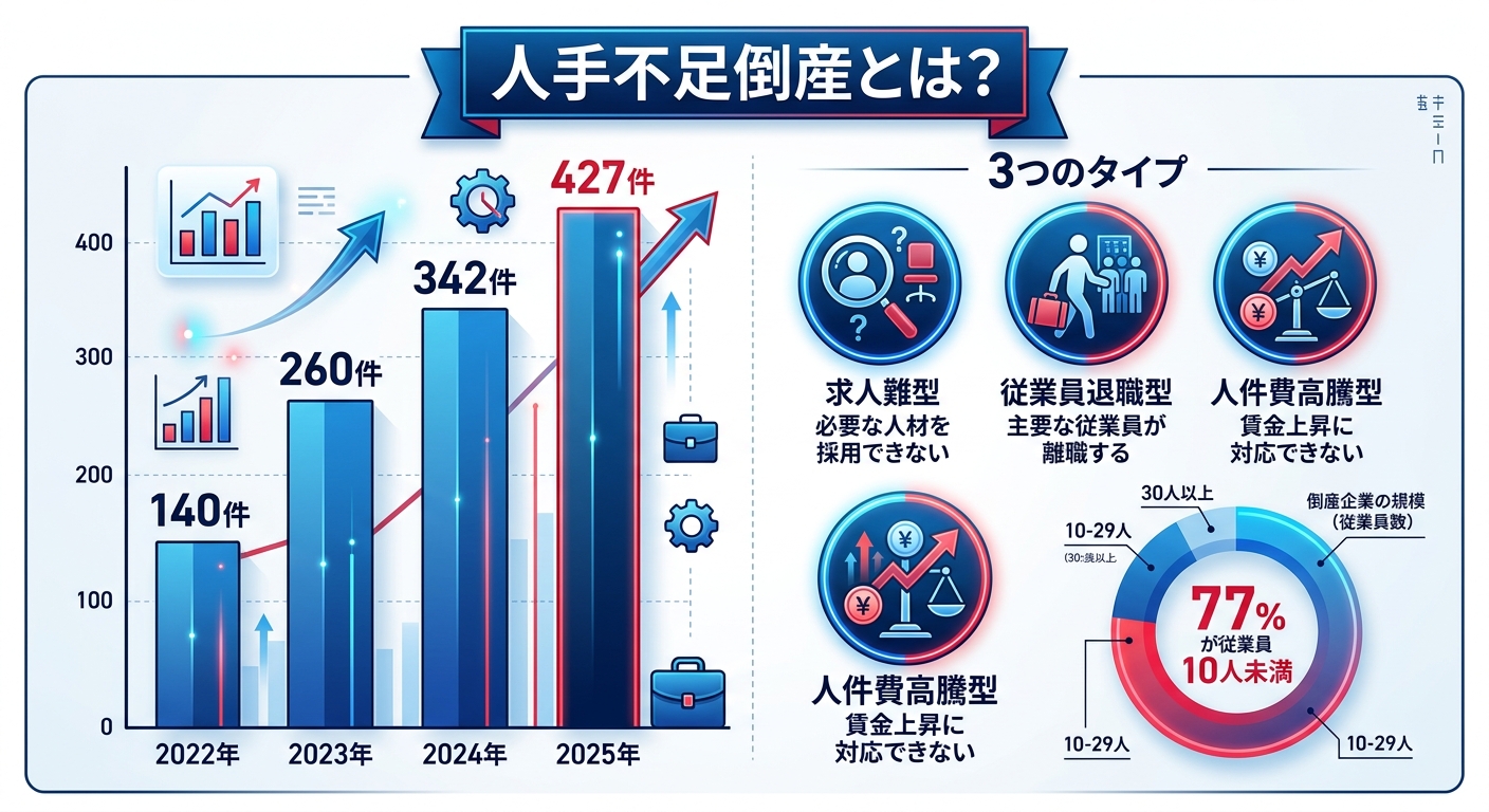 人手不足倒産とは？ 2025年に427件で過去最多を更新した衝撃