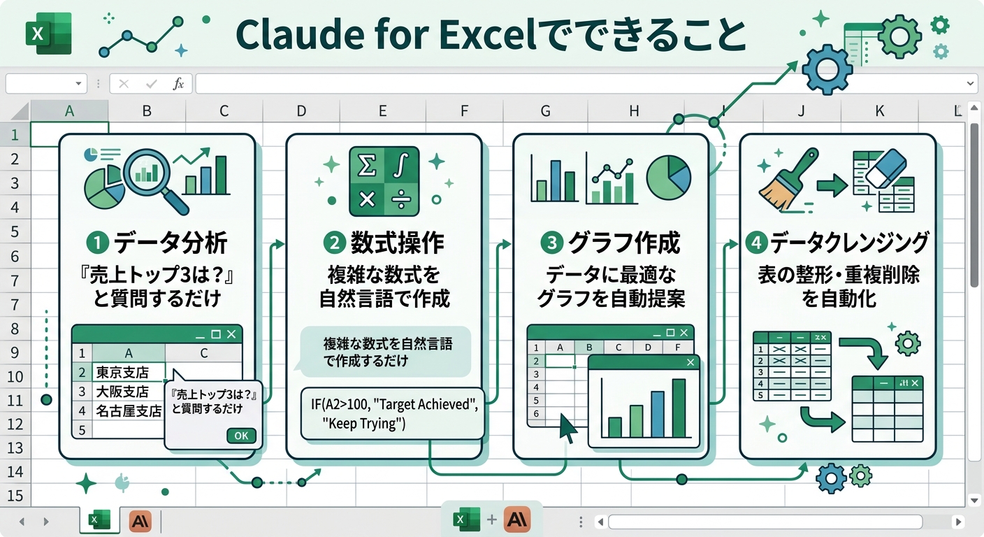 Claude CoworkでExcel→PowerPointが1発変換。新機能まとめ Claude for Excelアドインでできること——データ分析からグラフ作成まで