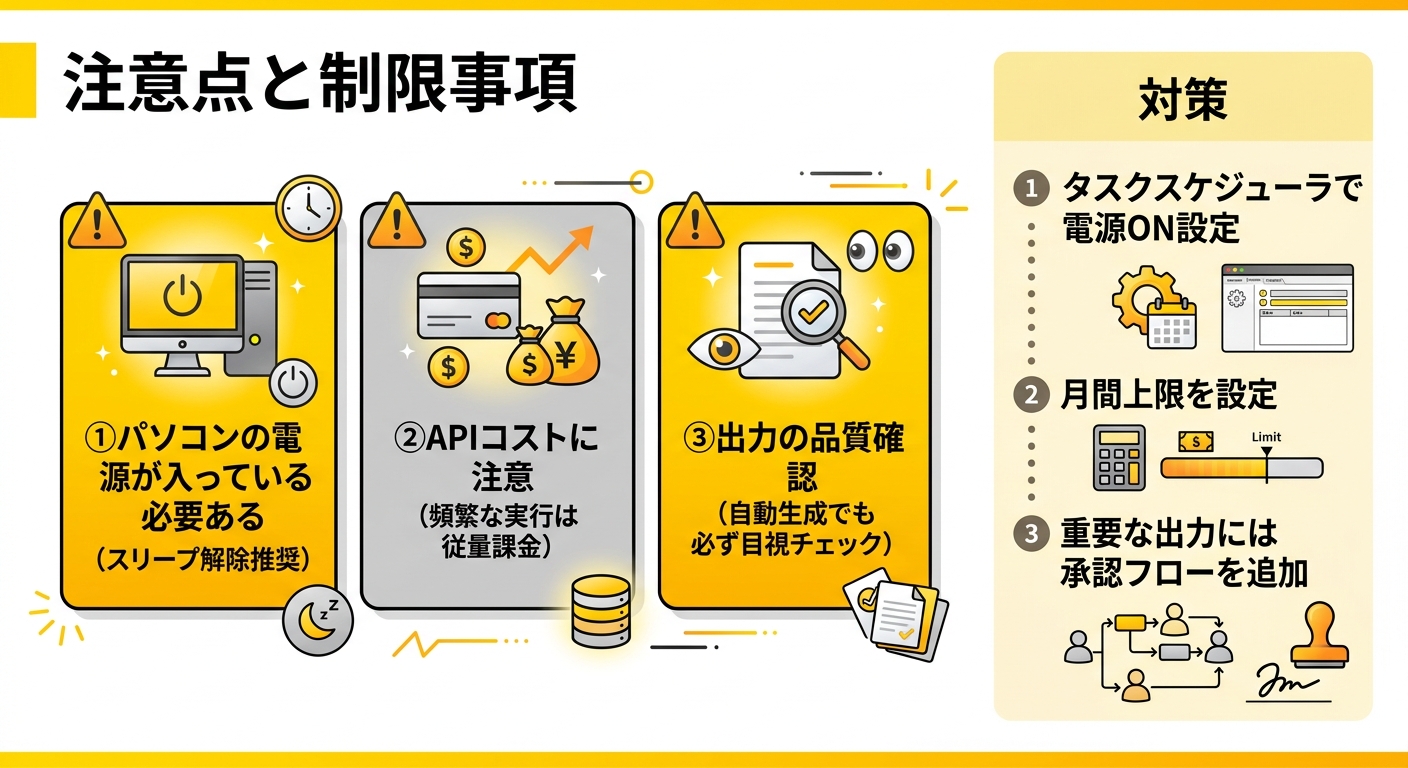 知っておくべき注意点と制限事項