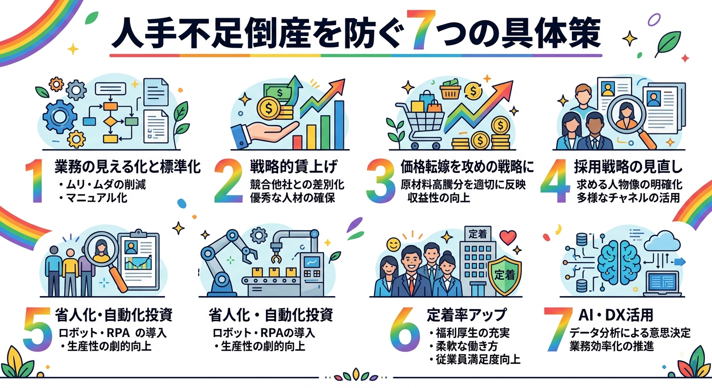 人手不足倒産を防ぐ7つの具体策