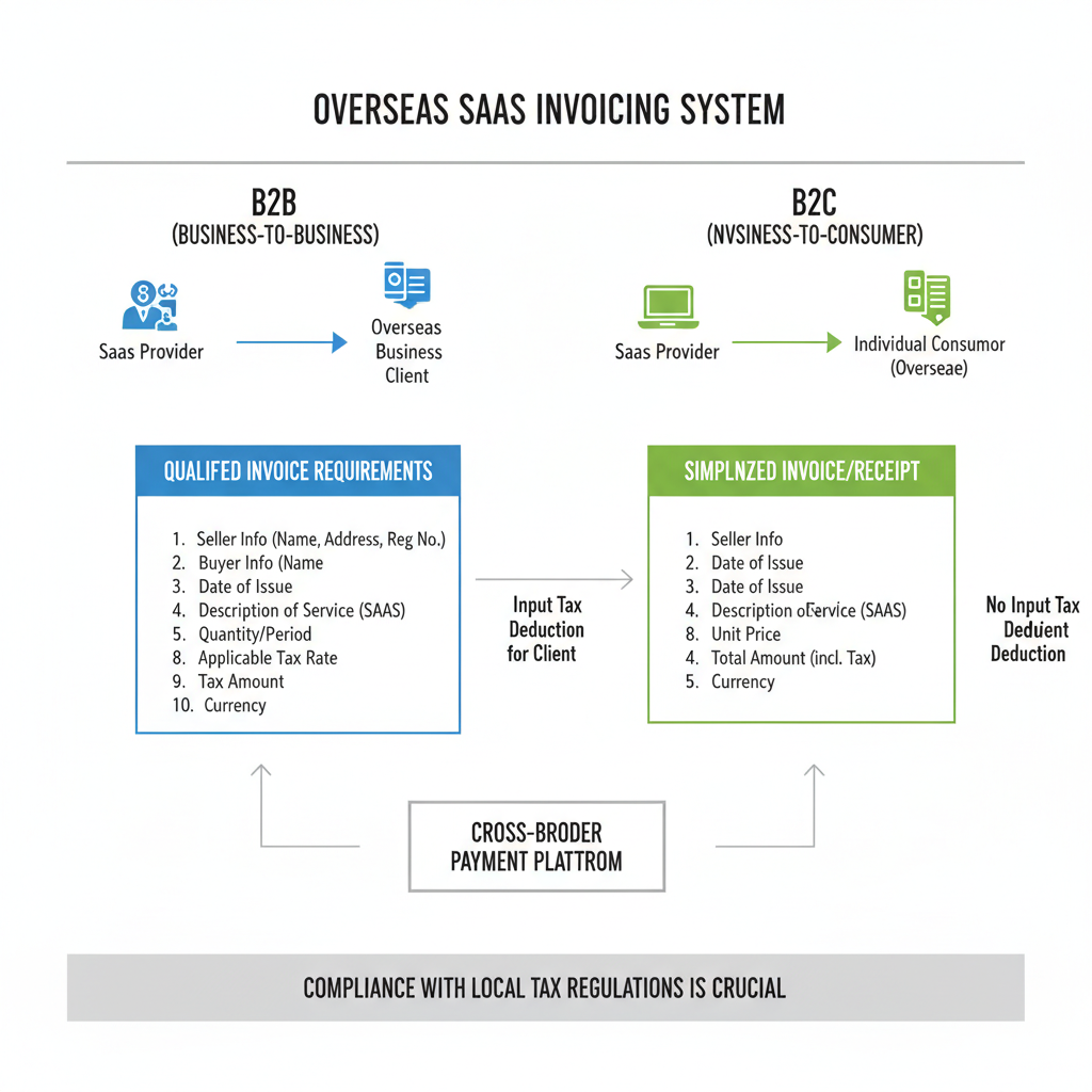 インボイス制度と海外SaaSの関係：B2B（リバースチャージ）とB2C（事業者が徴収）の分類