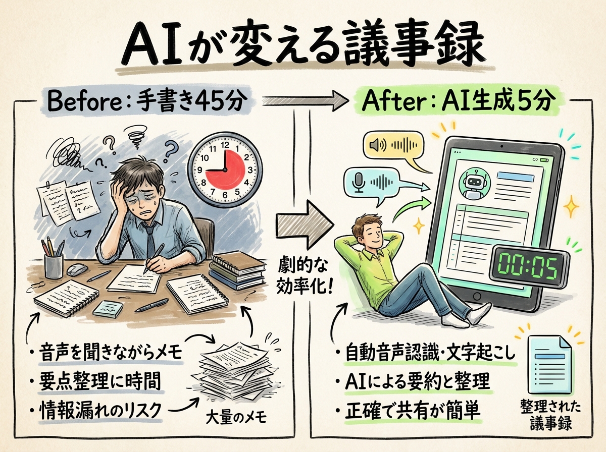 2. 議事録作成の全体像——AIに任せるとどう変わる？