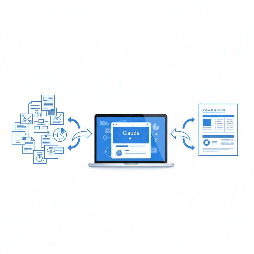 営業職がClaude Coworkで生産性を上げる方法【2026年最新】完全ガイド Claude Coworkによる提案書自動作成のイメージ