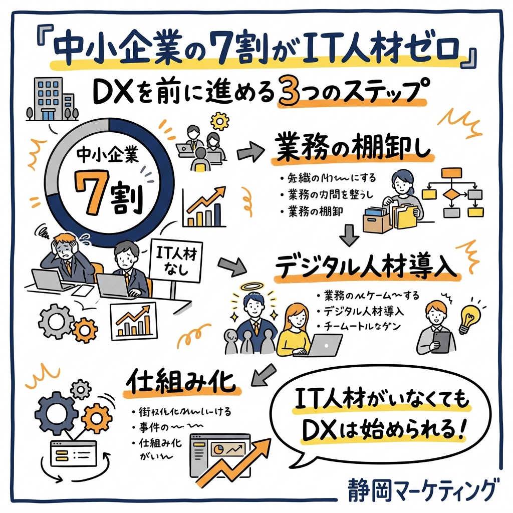 中小企業の7割がIT人材ゼロ。DXを前に進めるための3つのステップ
