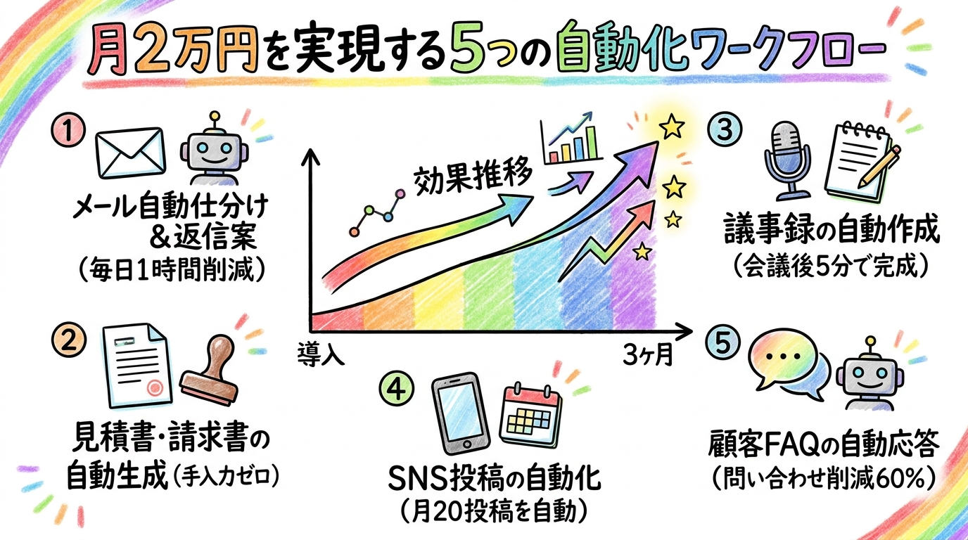 「月2万円」を実現する5つの自動化ワークフロー