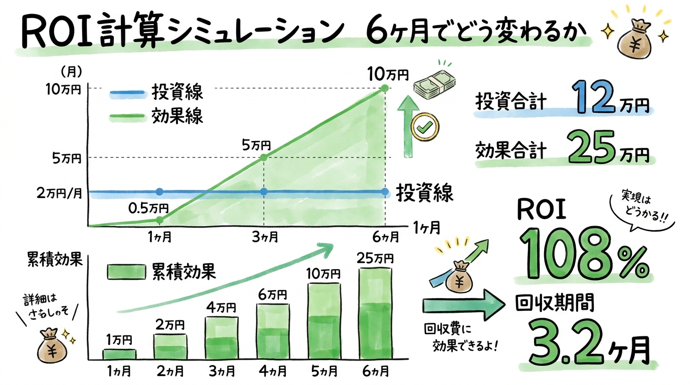 ROI計算シミュレーション：6ヶ月でどう変わるか