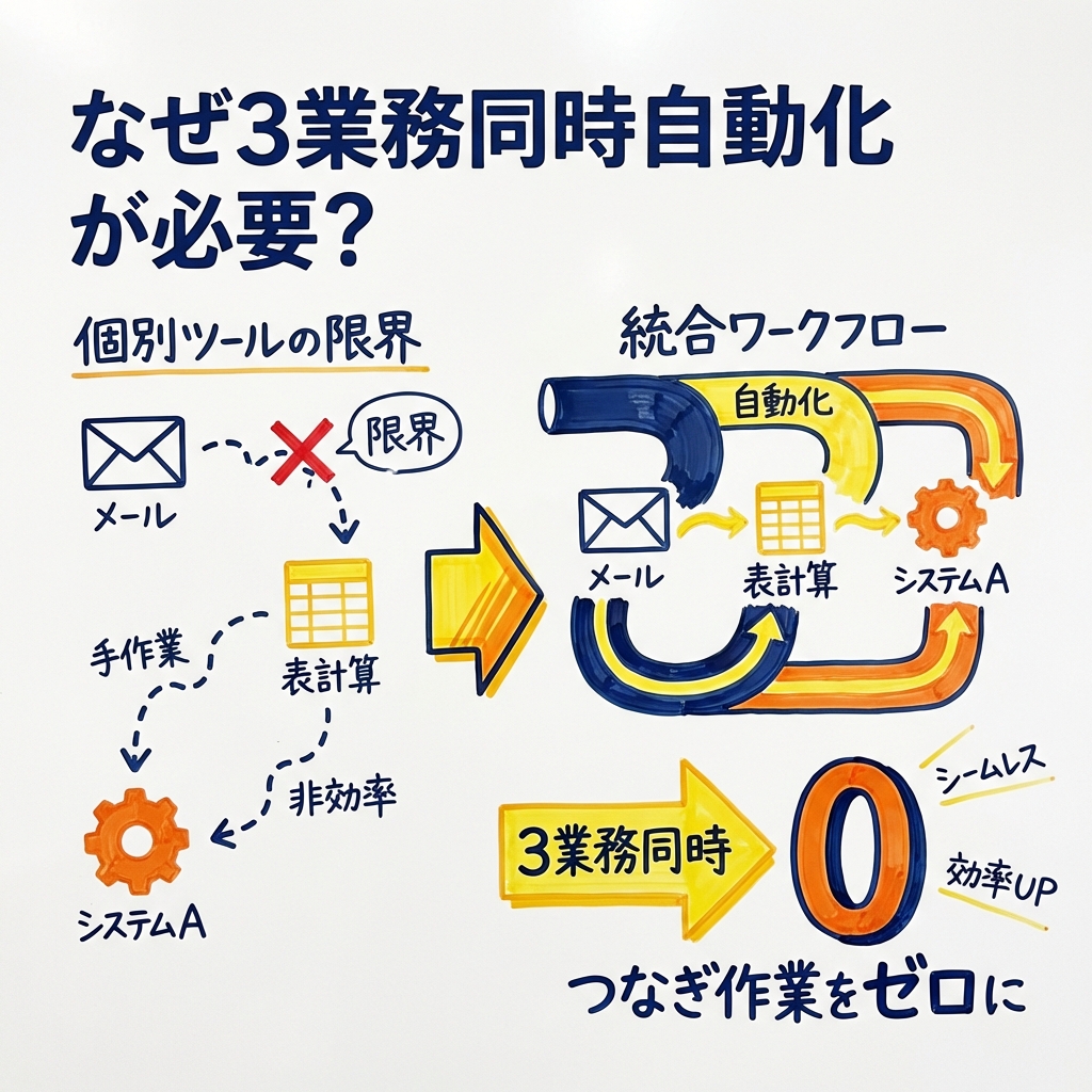 なぜ「3業務同時自動化」が必要なのか——個別ツールの限界