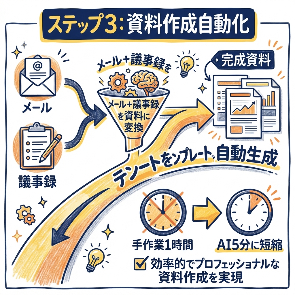 ステップ3：資料作成の自動化——メールと議事録を資料に変換
