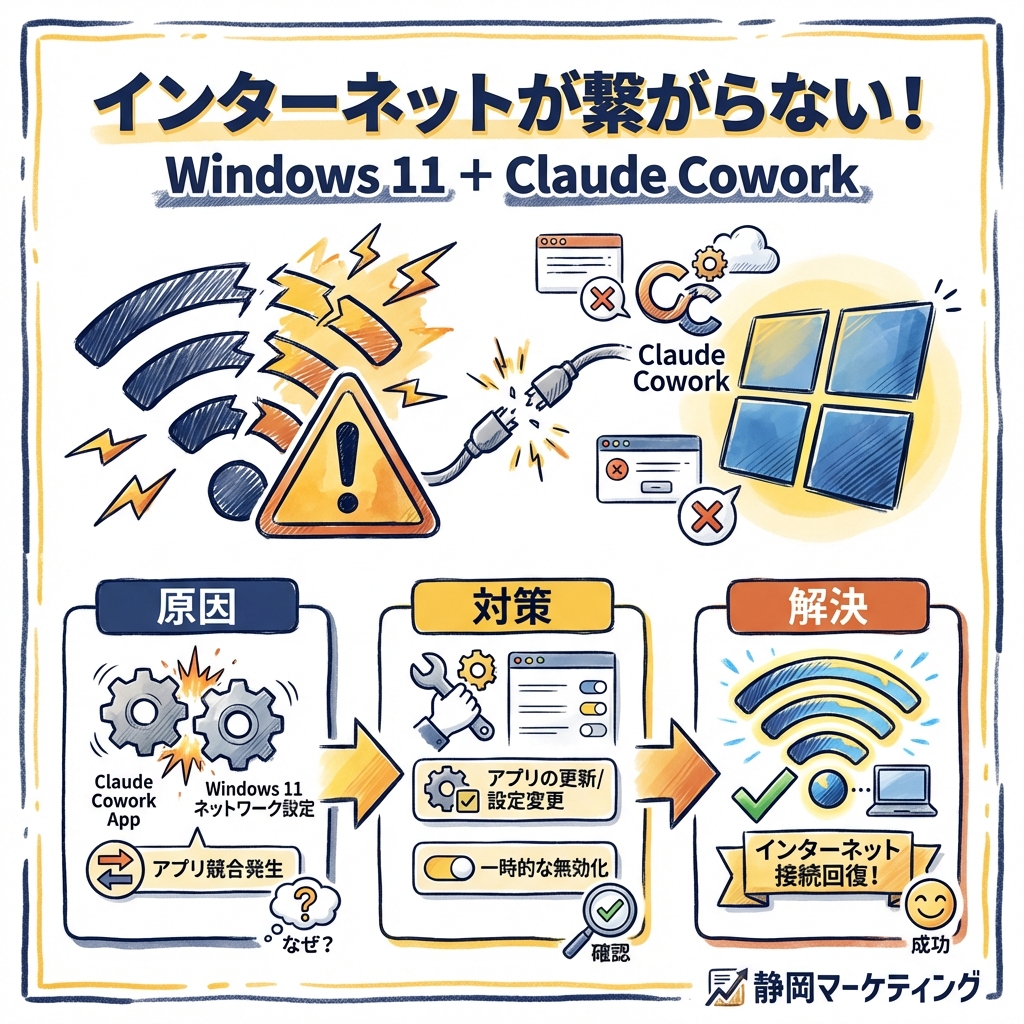 Claude Coworkを有効にしたらインターネットが繋がらなくなった！Windows 11の原因と対策