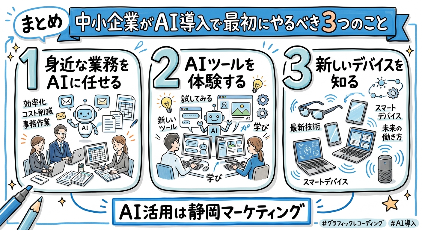 まとめ 中小企業がAI導入で最初にやるべき3つのこと